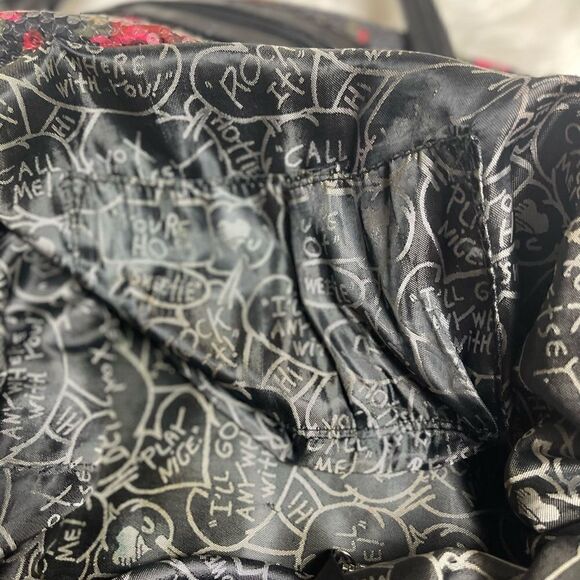 BETSEY JOHNSON Full SEQUINS RED ROSES Tote HOBO  Weekender Bag - Picture 15 of 16